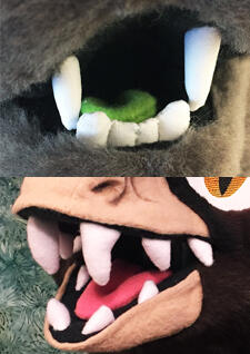 Plush teeth sets, $100 - Typically made from faux suede, a basic set would be a bottom row and two top canines